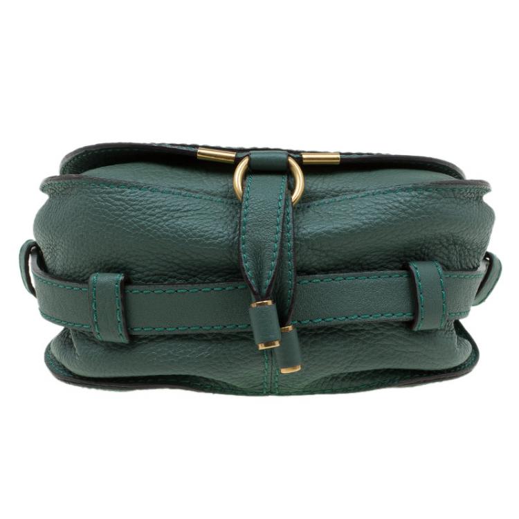Pre Owned Chloe Green Leather Mini Marcie Crossbody Bag