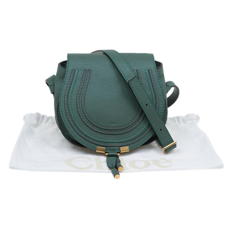 Pre Owned Chloe Green Leather Mini Marcie Crossbody Bag