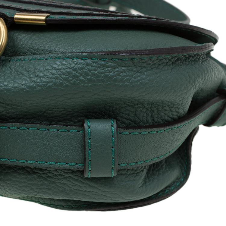 Pre Owned Chloe Green Leather Mini Marcie Crossbody Bag