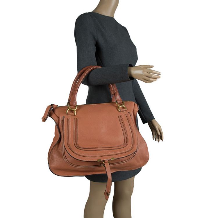 Pre Owned Chloe Peach Leather Large Marcie Satchel