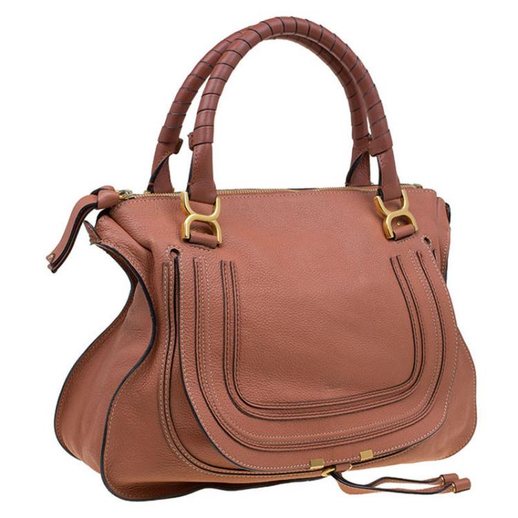 Pre Owned Chloe Peach Leather Large Marcie Satchel