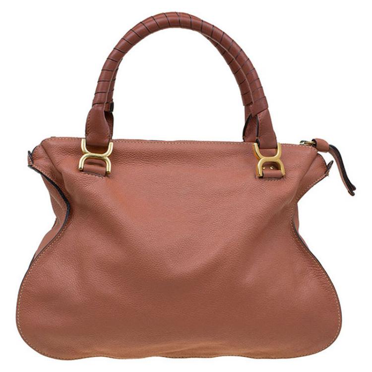 Pre Owned Chloe Peach Leather Large Marcie Satchel