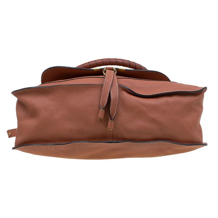 Pre Owned Chloe Peach Leather Large Marcie Satchel