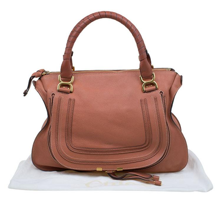 Pre Owned Chloe Peach Leather Large Marcie Satchel
