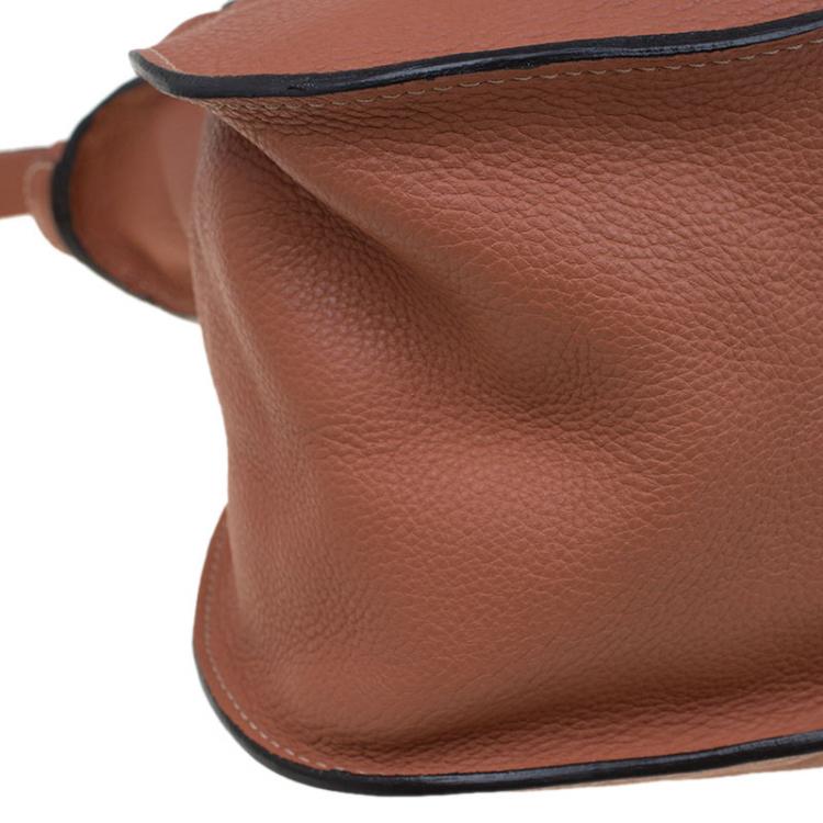 Pre Owned Chloe Peach Leather Large Marcie Satchel