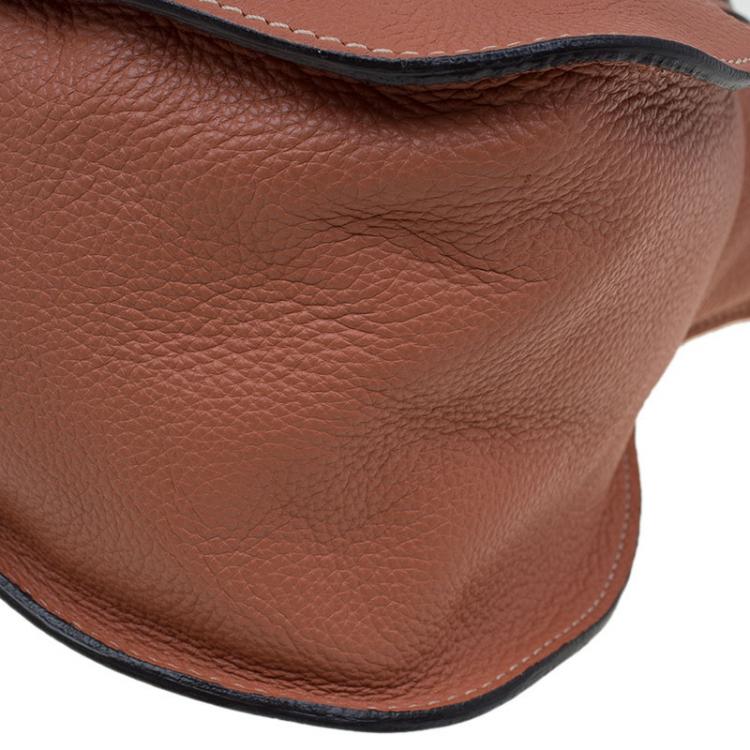 Pre Owned Chloe Peach Leather Large Marcie Satchel