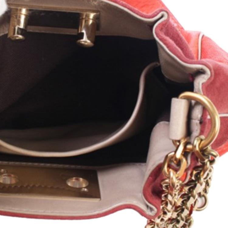 Pre Owned Chloe Bi Color Suede/Leather Chain Crossbody Bag