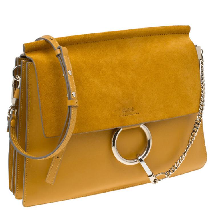 Pre Owned Chloe Yellow Leather and Suede Faye Shoulder Bag
