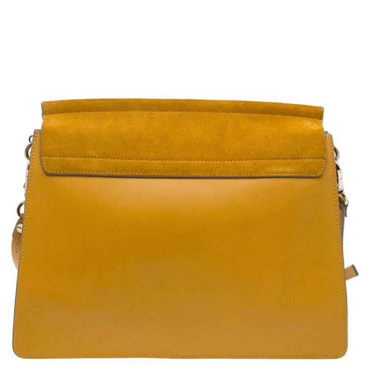 Pre Owned Chloe Yellow Leather and Suede Faye Shoulder Bag