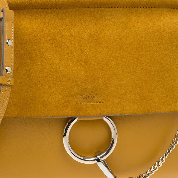 Pre Owned Chloe Yellow Leather and Suede Faye Shoulder Bag