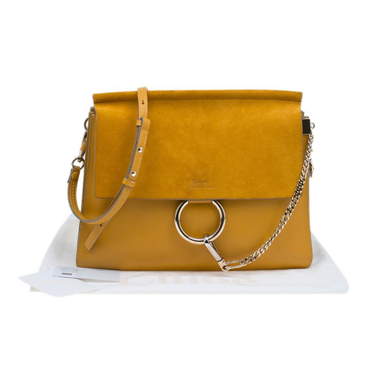 Pre Owned Chloe Yellow Leather and Suede Faye Shoulder Bag