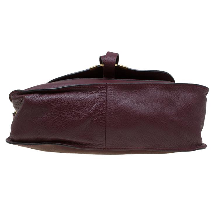 Pre Owned Chloe Burgundy Leather Medium Marcie Satchel