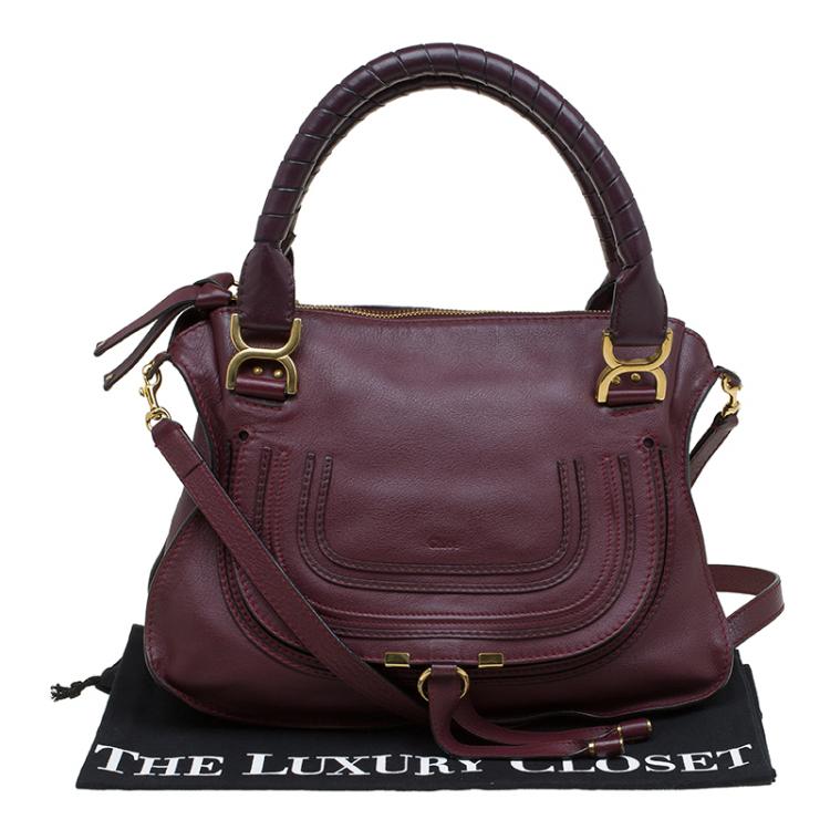 Pre Owned Chloe Burgundy Leather Medium Marcie Satchel