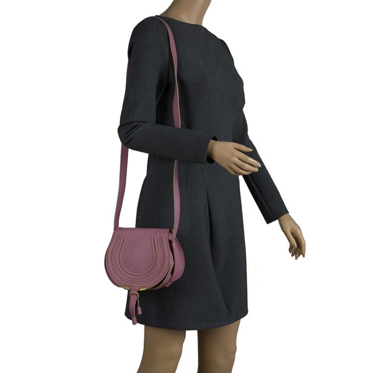 Pre Owned Chloe Lilac Leather Mini Marcie Crossbody Bag