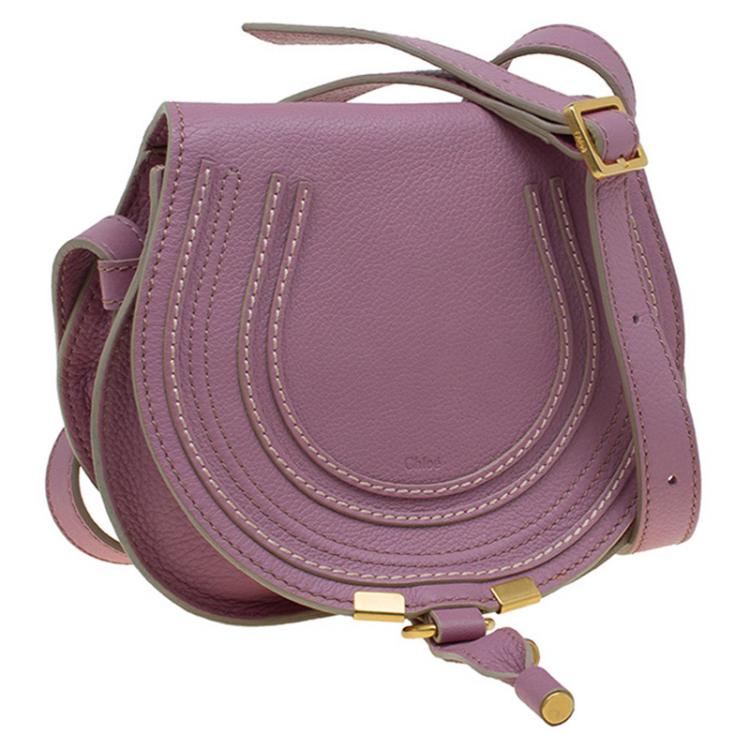 Pre Owned Chloe Lilac Leather Mini Marcie Crossbody Bag