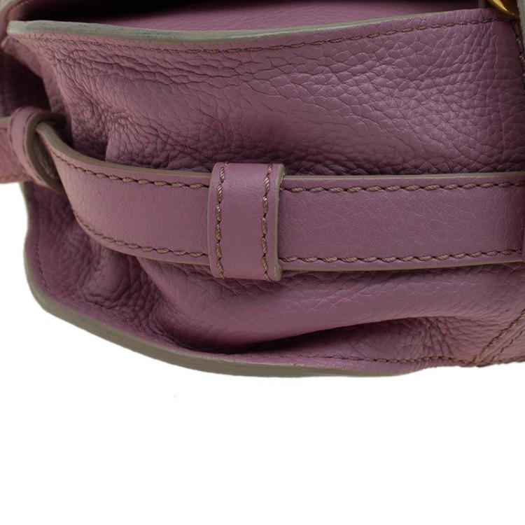 Pre Owned Chloe Lilac Leather Mini Marcie Crossbody Bag