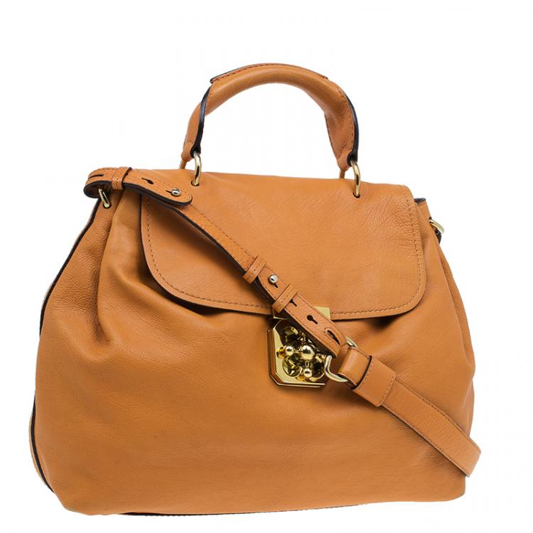 Pre Owned Chloe Tan Leather Medium Elsie Shoulder Bag