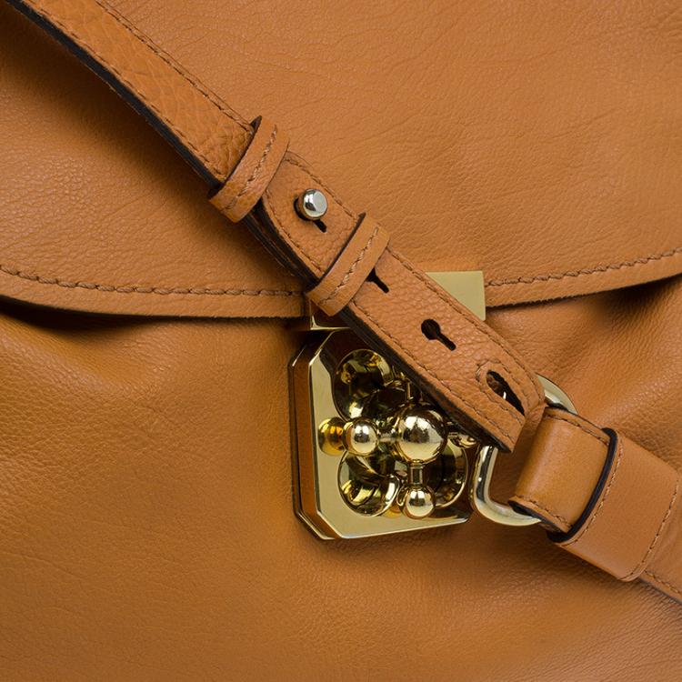 Pre Owned Chloe Tan Leather Medium Elsie Shoulder Bag