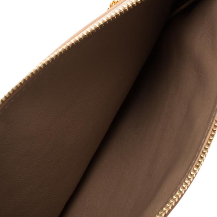 Pre Owned Chloe Beige Leather Double Zip Reversible Pouch