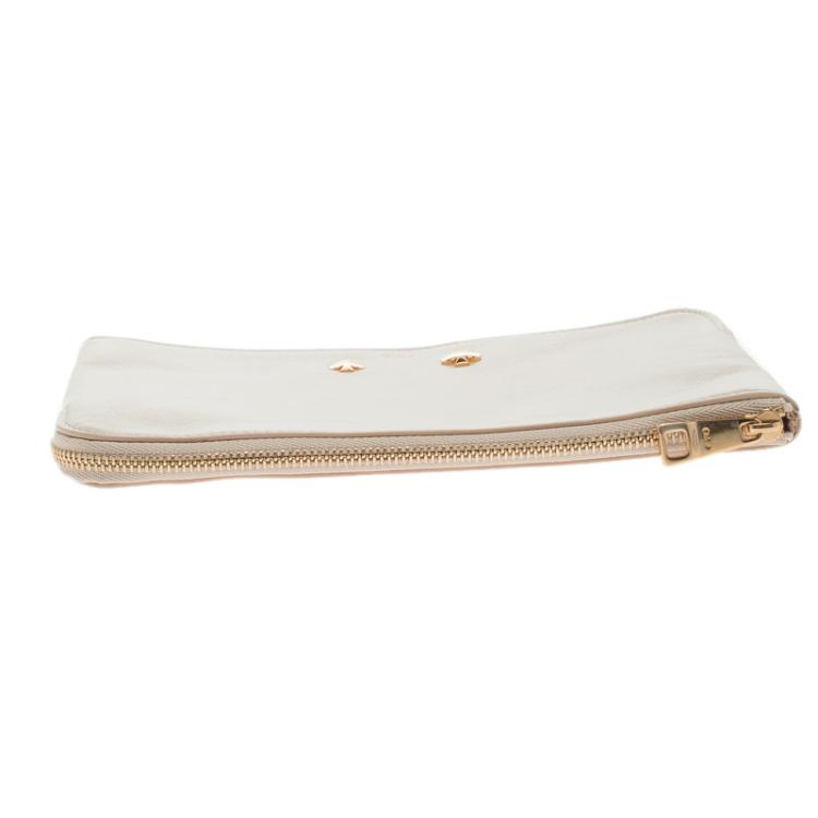 Pre Owned Chloe Beige Leather Double Zip Reversible Pouch