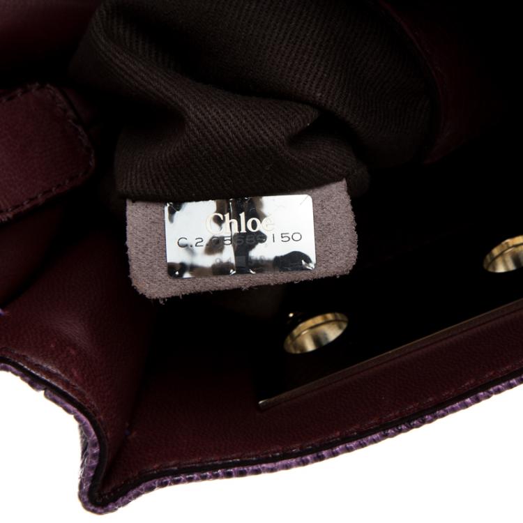 Pre Owned Chloe Purple Lizard Boudoir Bucket Crossbody Bag