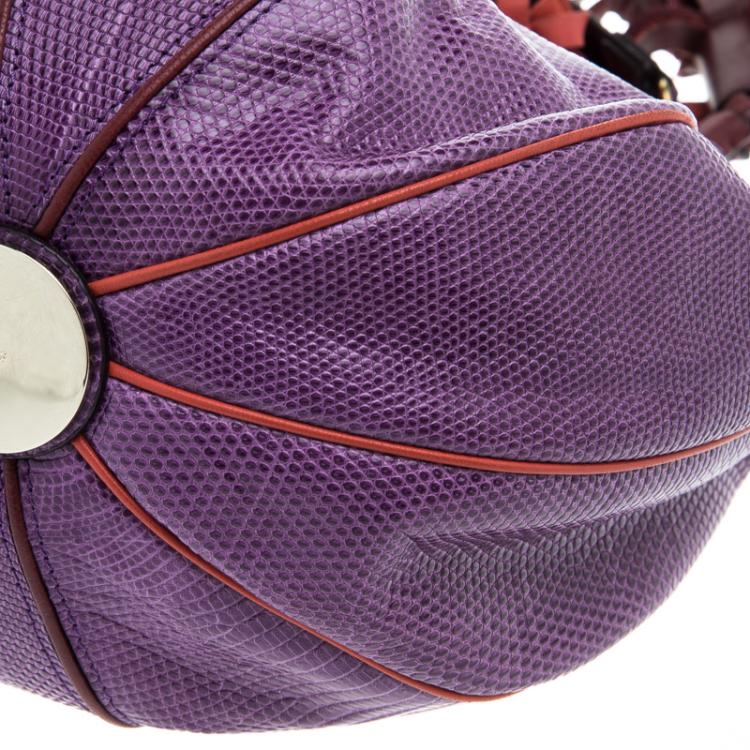 Pre Owned Chloe Purple Lizard Boudoir Bucket Crossbody Bag