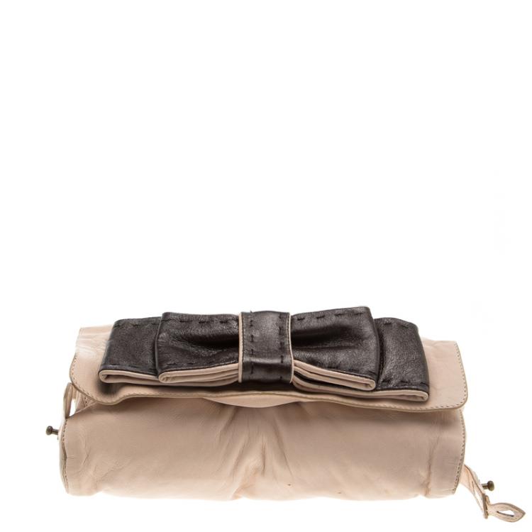 Pre Owned Chloe Blush Pink Leather Bow Shoulder Bag