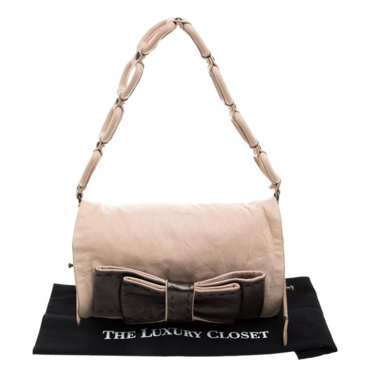Pre Owned Chloe Blush Pink Leather Bow Shoulder Bag