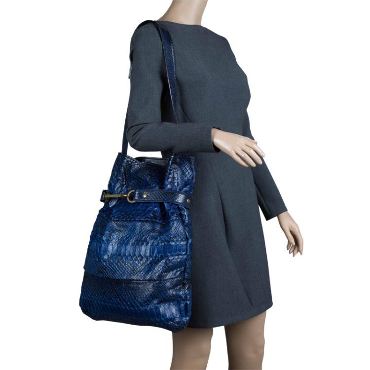 Pre Owned Chloe Blue Python Joan Bucket bag