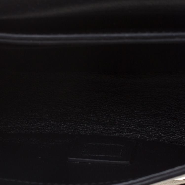 Pre Owned Chloe Off White/Black Leather Elle Chain Clutch