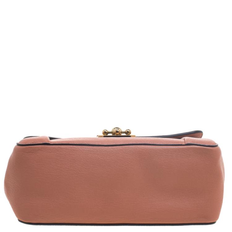 Pre Owned Chloe Peach Leather Medium Elsie Chain Shoulder Bag