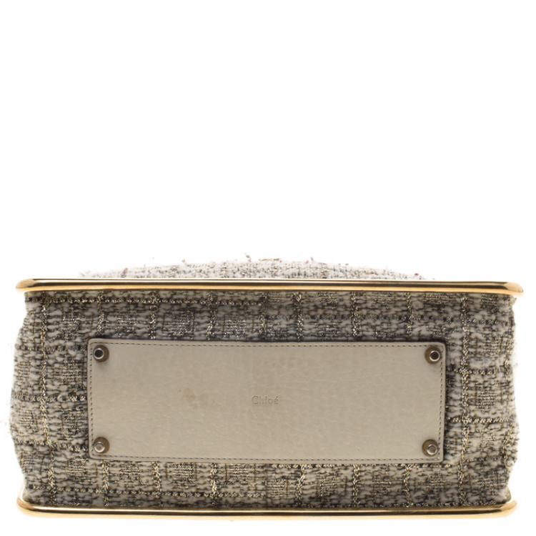 Pre Owned Chloe Metallic Tweed Medium Sally Flap Shoulder Bag