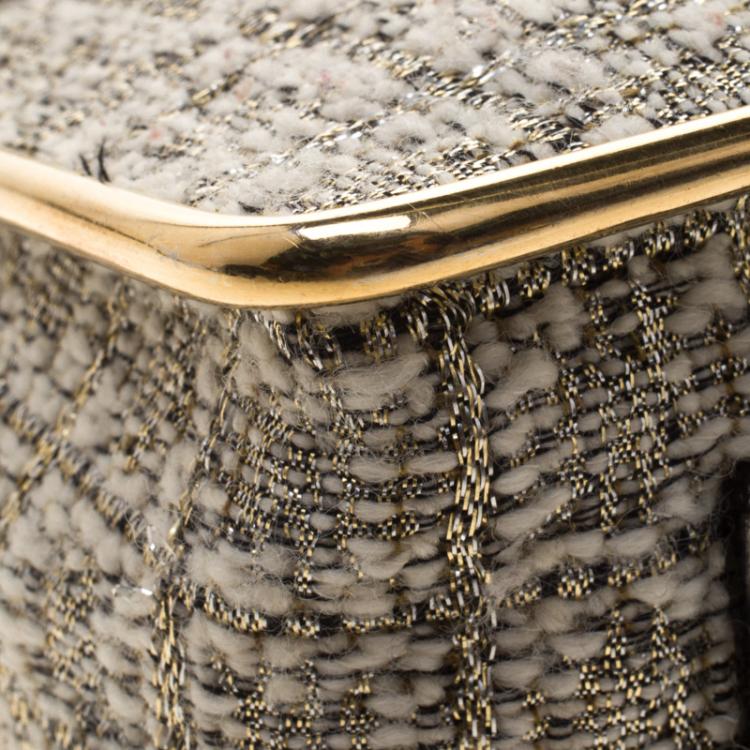 Pre Owned Chloe Metallic Tweed Medium Sally Flap Shoulder Bag