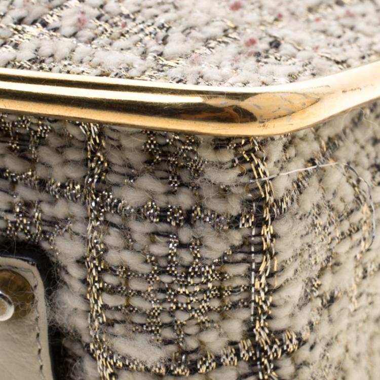 Pre Owned Chloe Metallic Tweed Medium Sally Flap Shoulder Bag