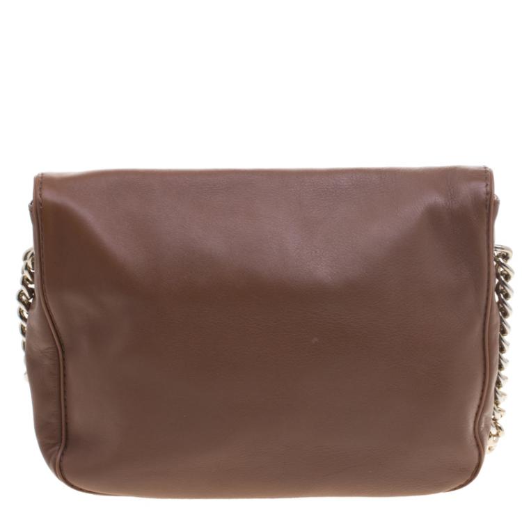 Pre Owned Carolina Herrera Brown Leather New Baltazar Shoulder Bag