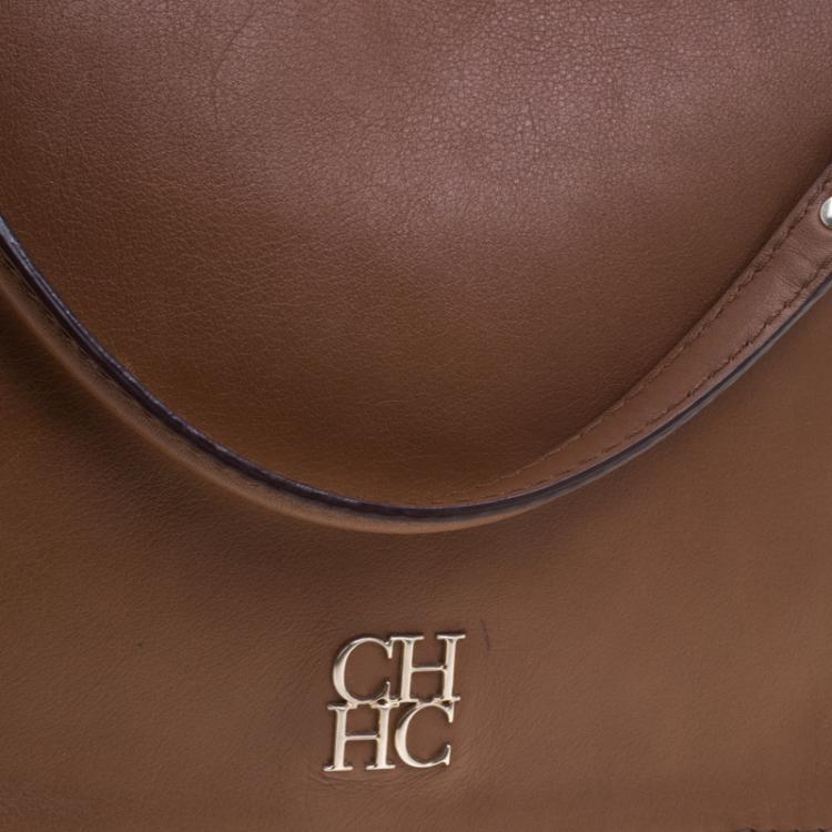Pre Owned Carolina Herrera Brown Leather New Baltazar Shoulder Bag