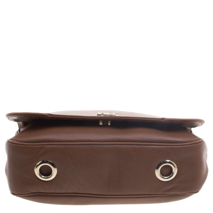 Pre Owned Carolina Herrera Brown Leather New Baltazar Shoulder Bag