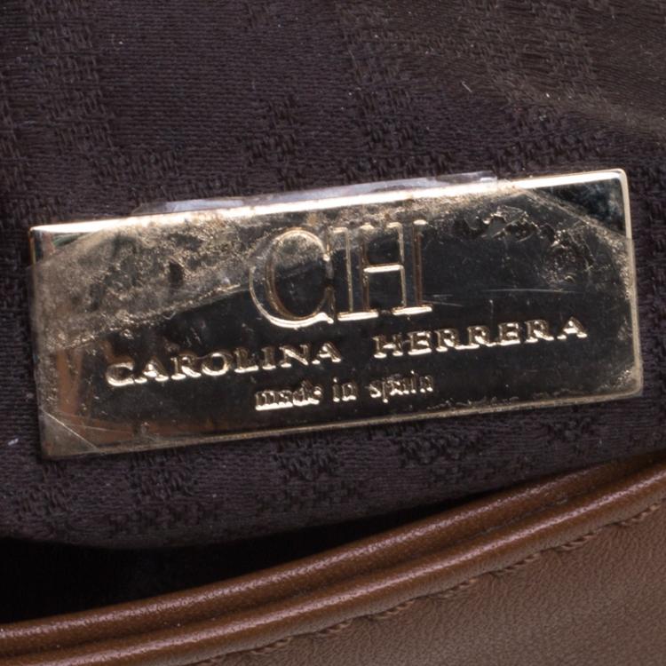 Pre Owned Carolina Herrera Brown Leather New Baltazar Shoulder Bag