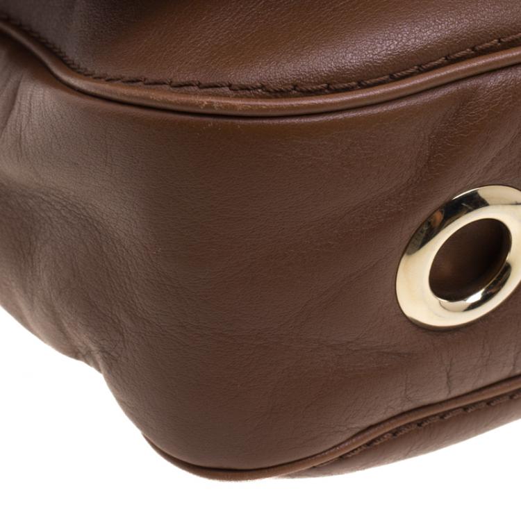 Pre Owned Carolina Herrera Brown Leather New Baltazar Shoulder Bag