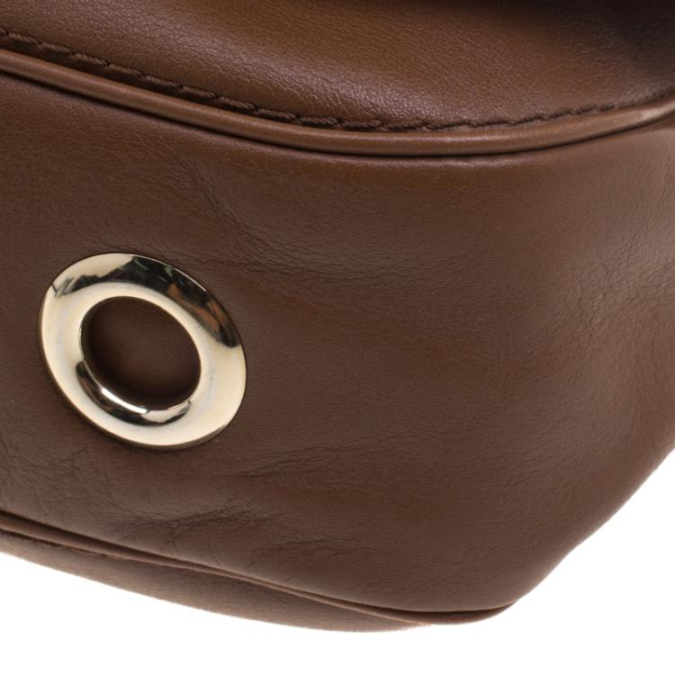 Pre Owned Carolina Herrera Brown Leather New Baltazar Shoulder Bag