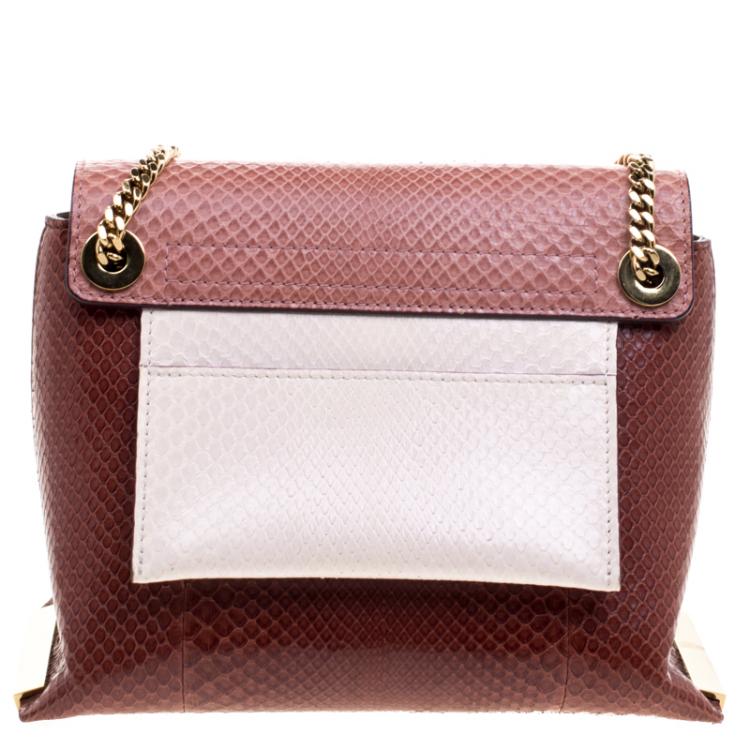 Pre Owned Chloe Multicolor Python Small Clare Shoulder Bag