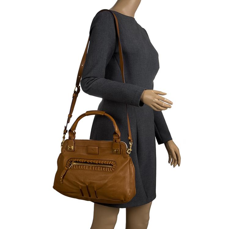 Pre Owned Chloe Brown Leather Margaret Shoulder Bag