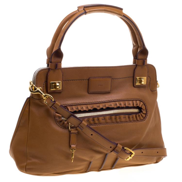 Pre Owned Chloe Brown Leather Margaret Shoulder Bag