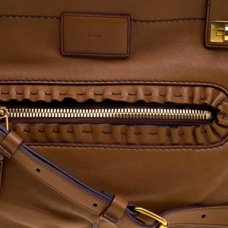 Pre Owned Chloe Brown Leather Margaret Shoulder Bag