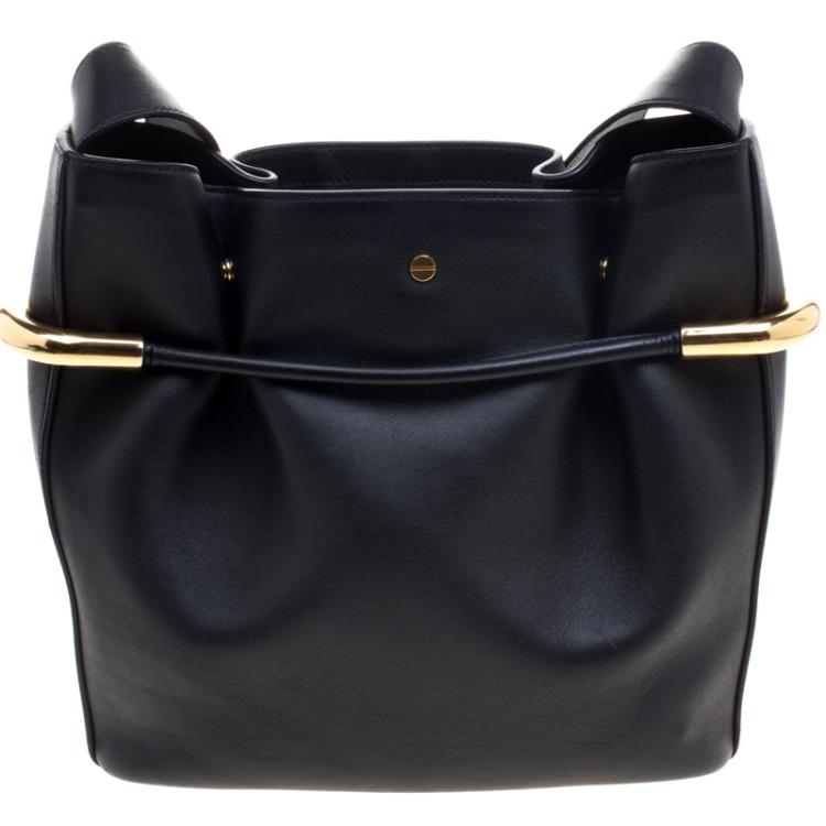 Pre Owned Chloe Black Leather Emma Drawstring Shoulder Bag