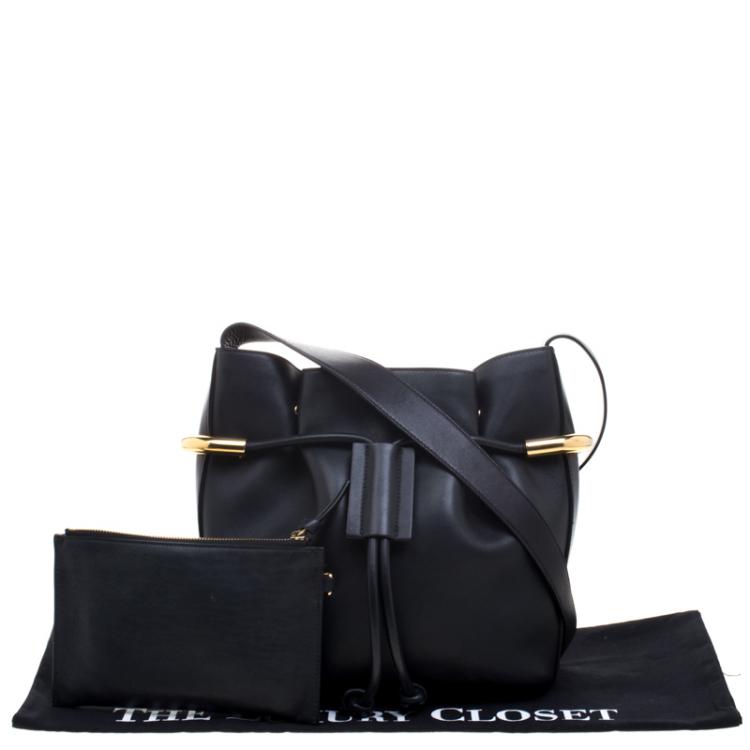 Pre Owned Chloe Black Leather Emma Drawstring Shoulder Bag