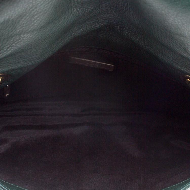 Pre Owned Carolina Herrera Dark Green Monogram Leather Audrey Shoulder Bag