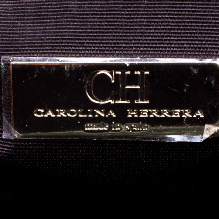 Pre Owned Carolina Herrera Dark Green Monogram Leather Audrey Shoulder Bag