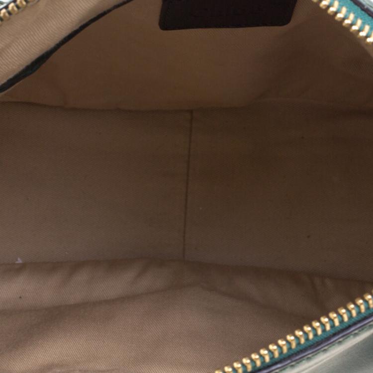 Pre Owned Chloe Green Leather and Python Medium Marcie Satchel