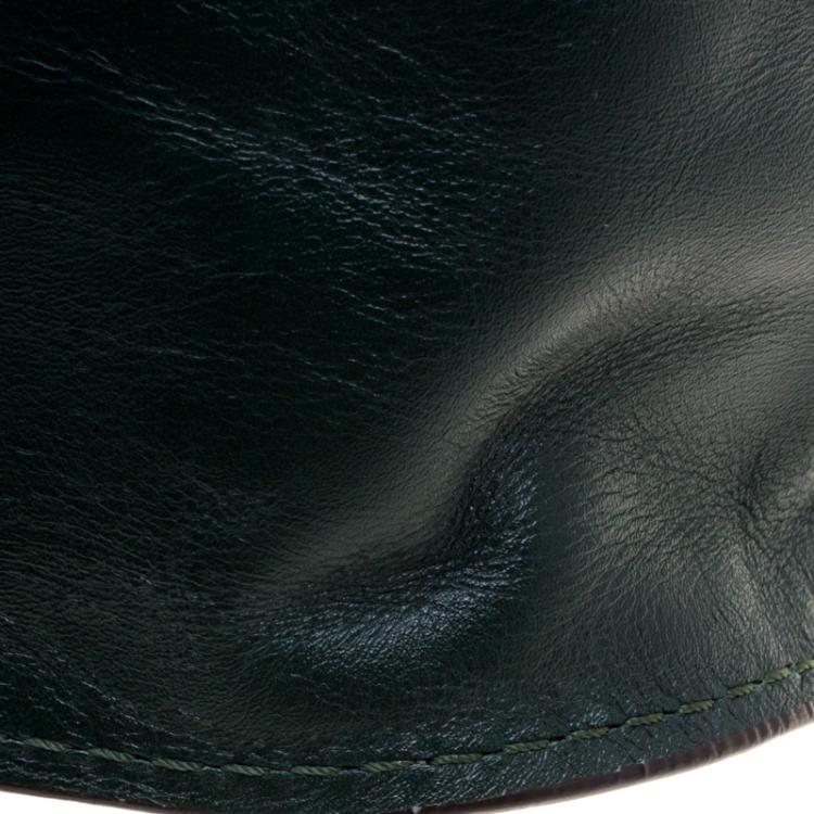 Pre Owned Chloe Green Leather and Python Medium Marcie Satchel